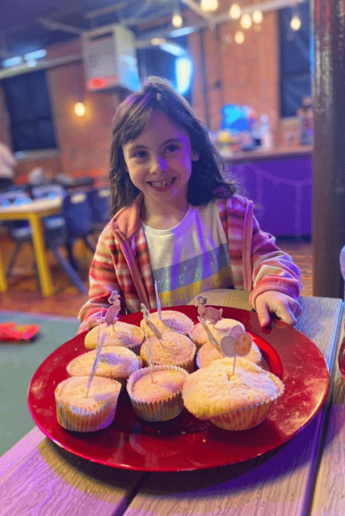 Charlie park Atherton Jessica with fairy cakes on a tray