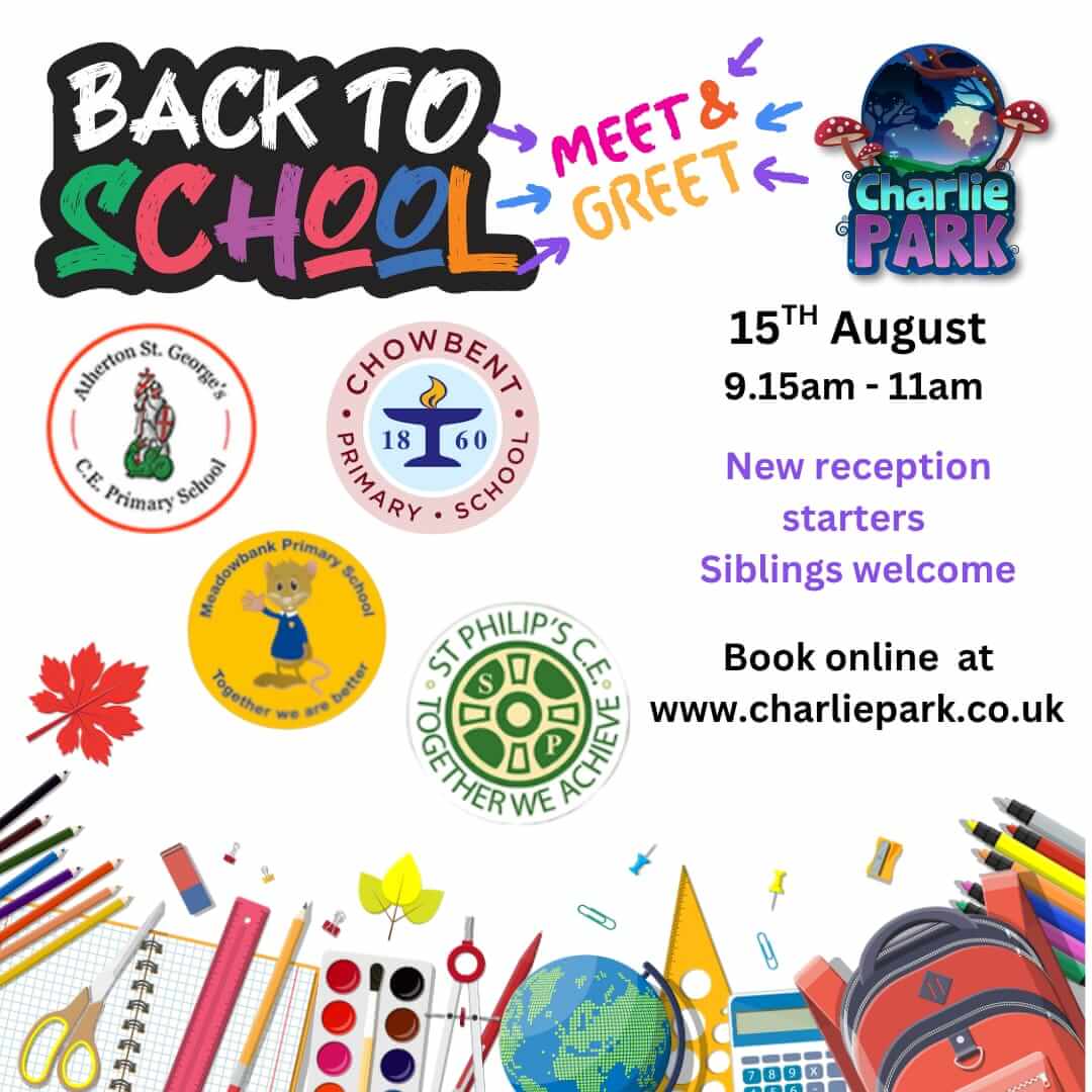 Poster for Back to School Meet and Greet at Charlie Park Atherton