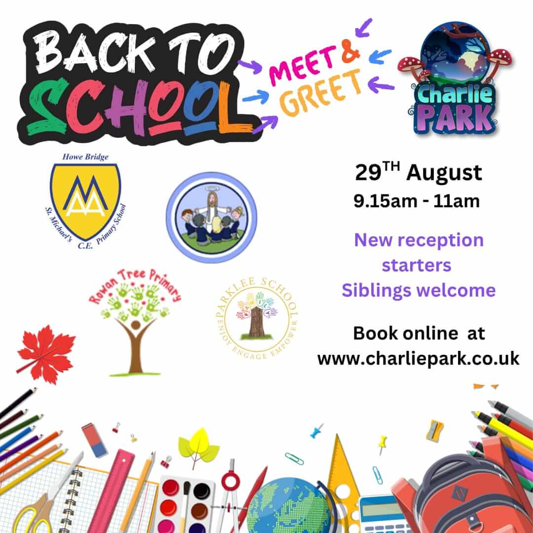 Poster for Back to School Meet and Greet at Charlie Park Atherton