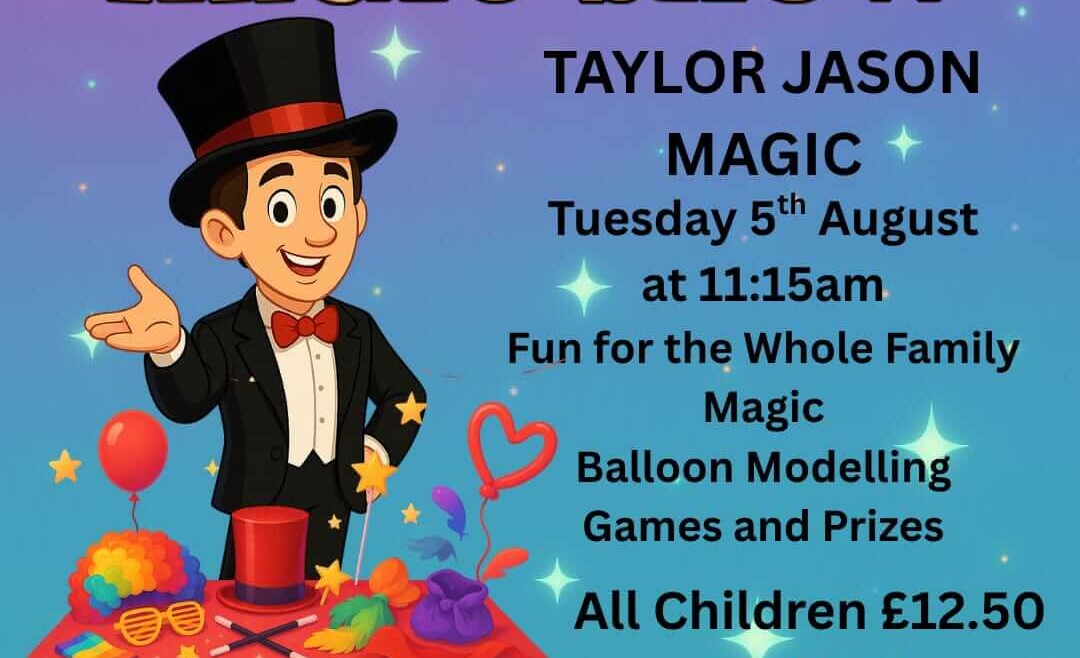 Event poster for The Great Magic show at Charlie Park Atherton