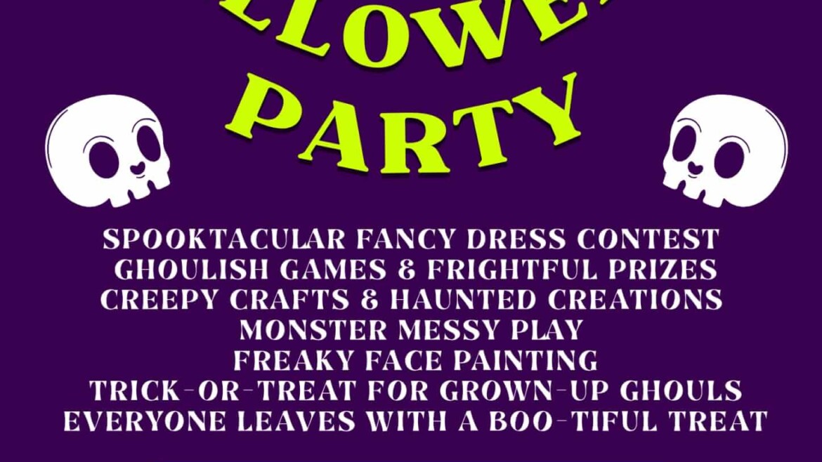 Event poster for a Halloween Party at Charlie Park Atherton