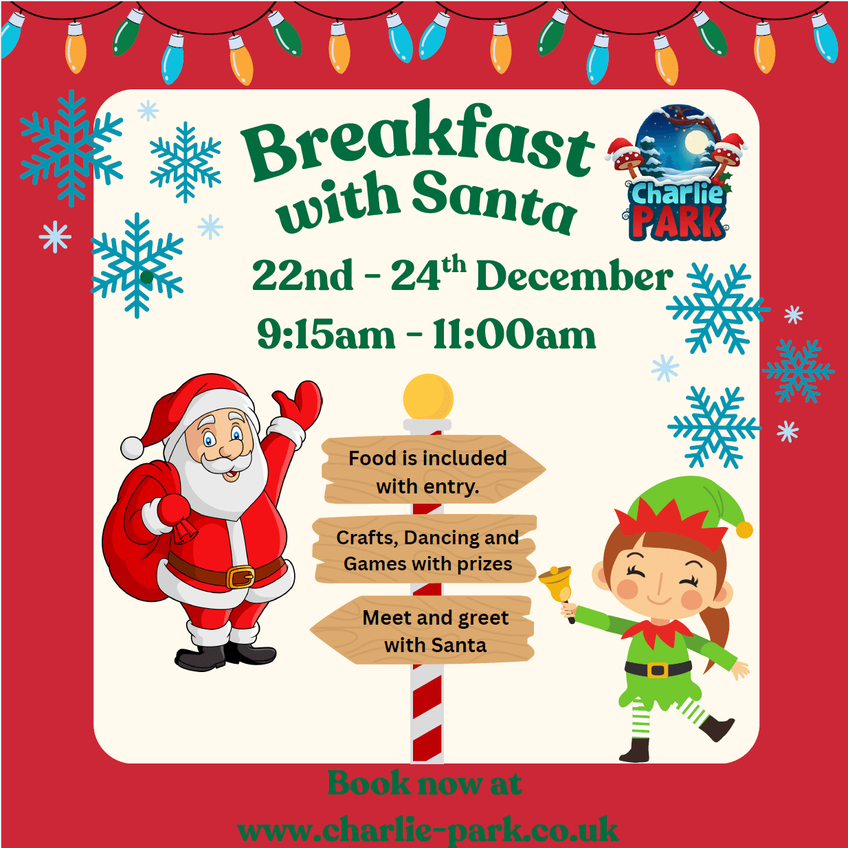 Charlie Park Breakfast with Santa event poster