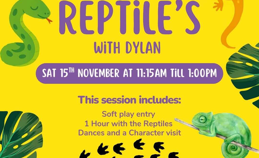 Event poster for Reptiles with Dylan event at Charlie Park Atherton