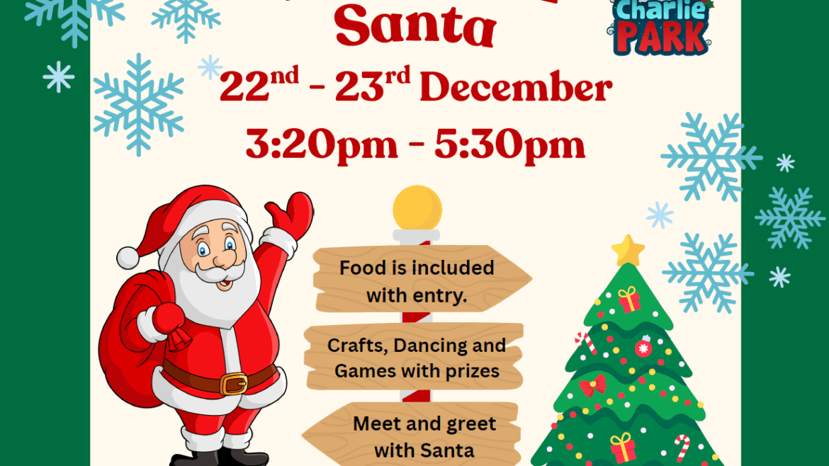 Charlie Park tea with Santa event poster