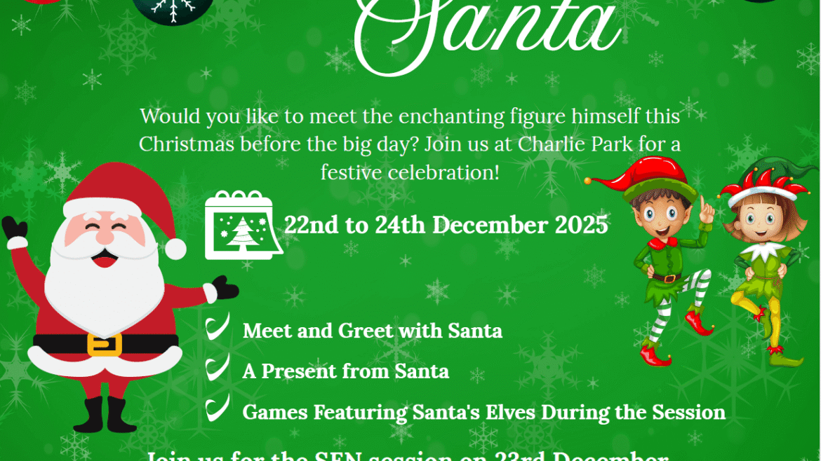 Charlie Park visit with Santa event poster